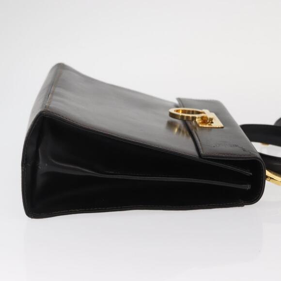 Salvatore Ferragamo Gancini Hand Bag Leather 2way Black Gold Auth ka1065 - Picture 3 of 16